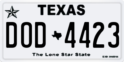 TX license plate DOD4423