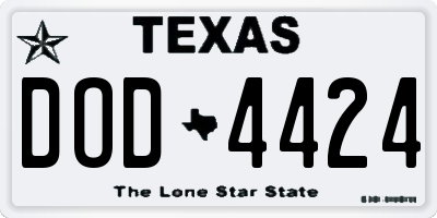 TX license plate DOD4424