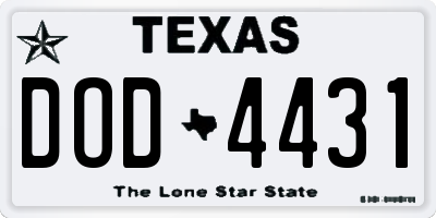 TX license plate DOD4431