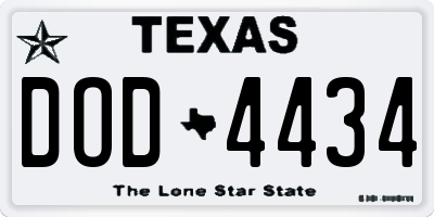 TX license plate DOD4434