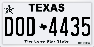 TX license plate DOD4435