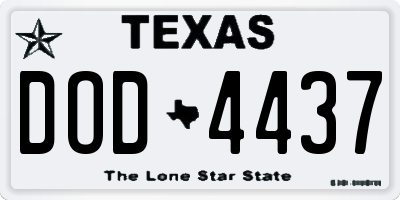 TX license plate DOD4437