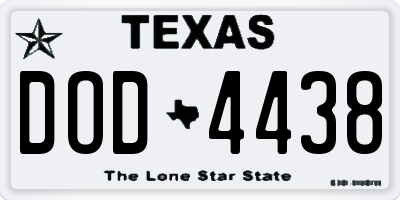 TX license plate DOD4438
