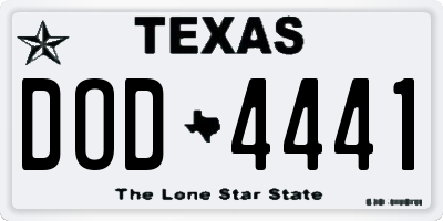 TX license plate DOD4441