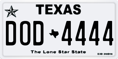 TX license plate DOD4444