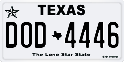 TX license plate DOD4446