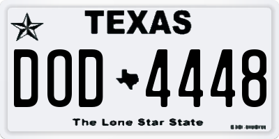 TX license plate DOD4448