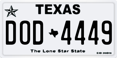 TX license plate DOD4449