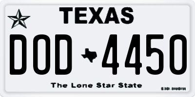 TX license plate DOD4450