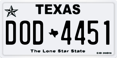TX license plate DOD4451