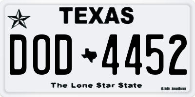TX license plate DOD4452