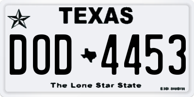TX license plate DOD4453