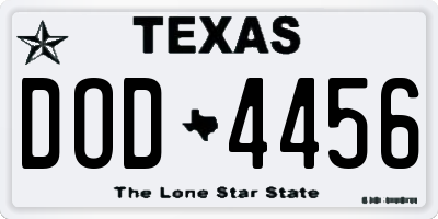 TX license plate DOD4456
