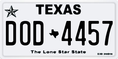 TX license plate DOD4457