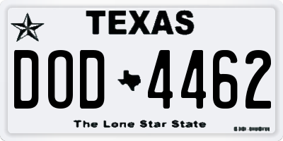 TX license plate DOD4462