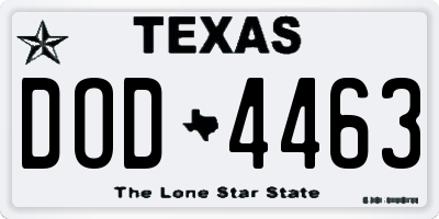 TX license plate DOD4463
