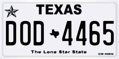 TX license plate DOD4465