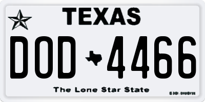 TX license plate DOD4466