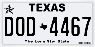 TX license plate DOD4467