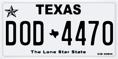 TX license plate DOD4470
