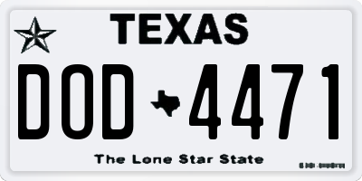 TX license plate DOD4471