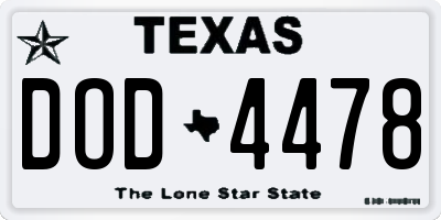 TX license plate DOD4478