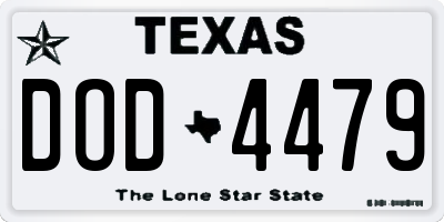 TX license plate DOD4479