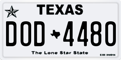 TX license plate DOD4480
