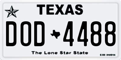 TX license plate DOD4488