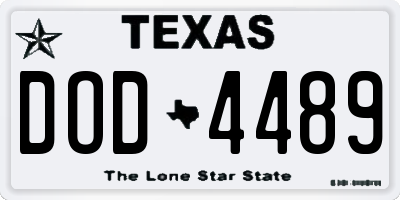 TX license plate DOD4489