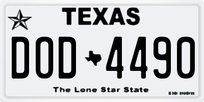 TX license plate DOD4490
