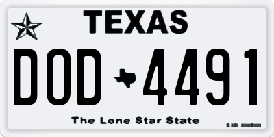 TX license plate DOD4491