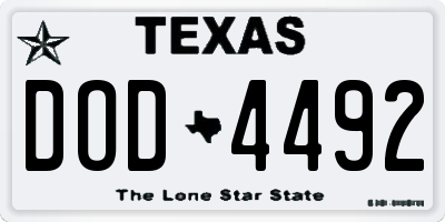 TX license plate DOD4492