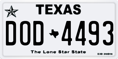 TX license plate DOD4493