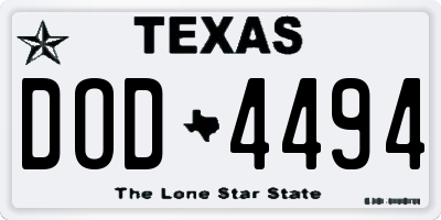 TX license plate DOD4494