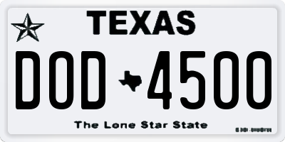 TX license plate DOD4500
