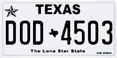 TX license plate DOD4503
