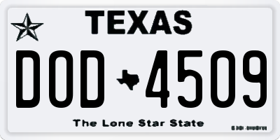 TX license plate DOD4509