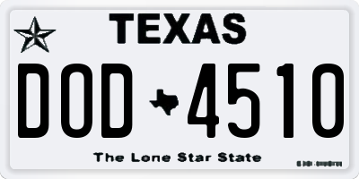 TX license plate DOD4510