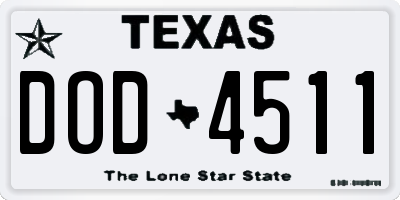 TX license plate DOD4511