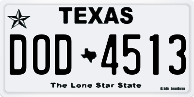 TX license plate DOD4513