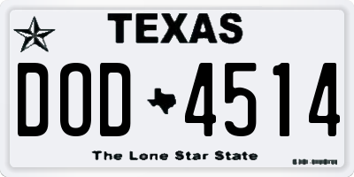 TX license plate DOD4514
