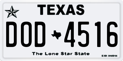 TX license plate DOD4516