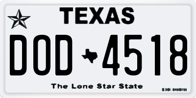 TX license plate DOD4518