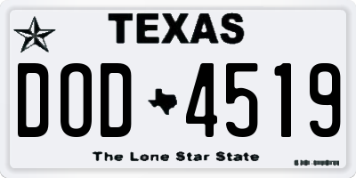 TX license plate DOD4519