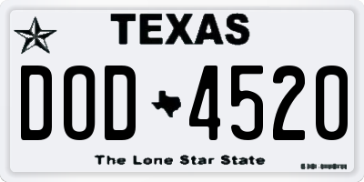 TX license plate DOD4520