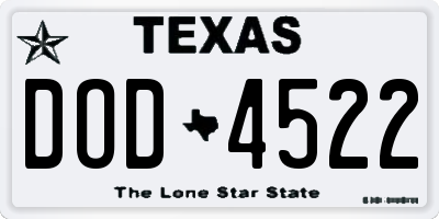 TX license plate DOD4522