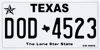 TX license plate DOD4523