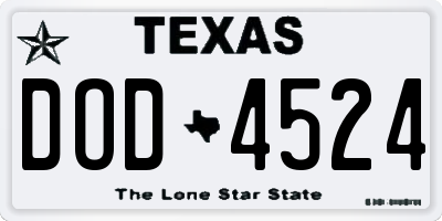TX license plate DOD4524