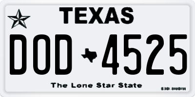 TX license plate DOD4525